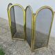 Fireplace screen, spark guard, brass, gilded, 4 panels, 1950.