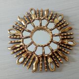 Golden wood sun mirror