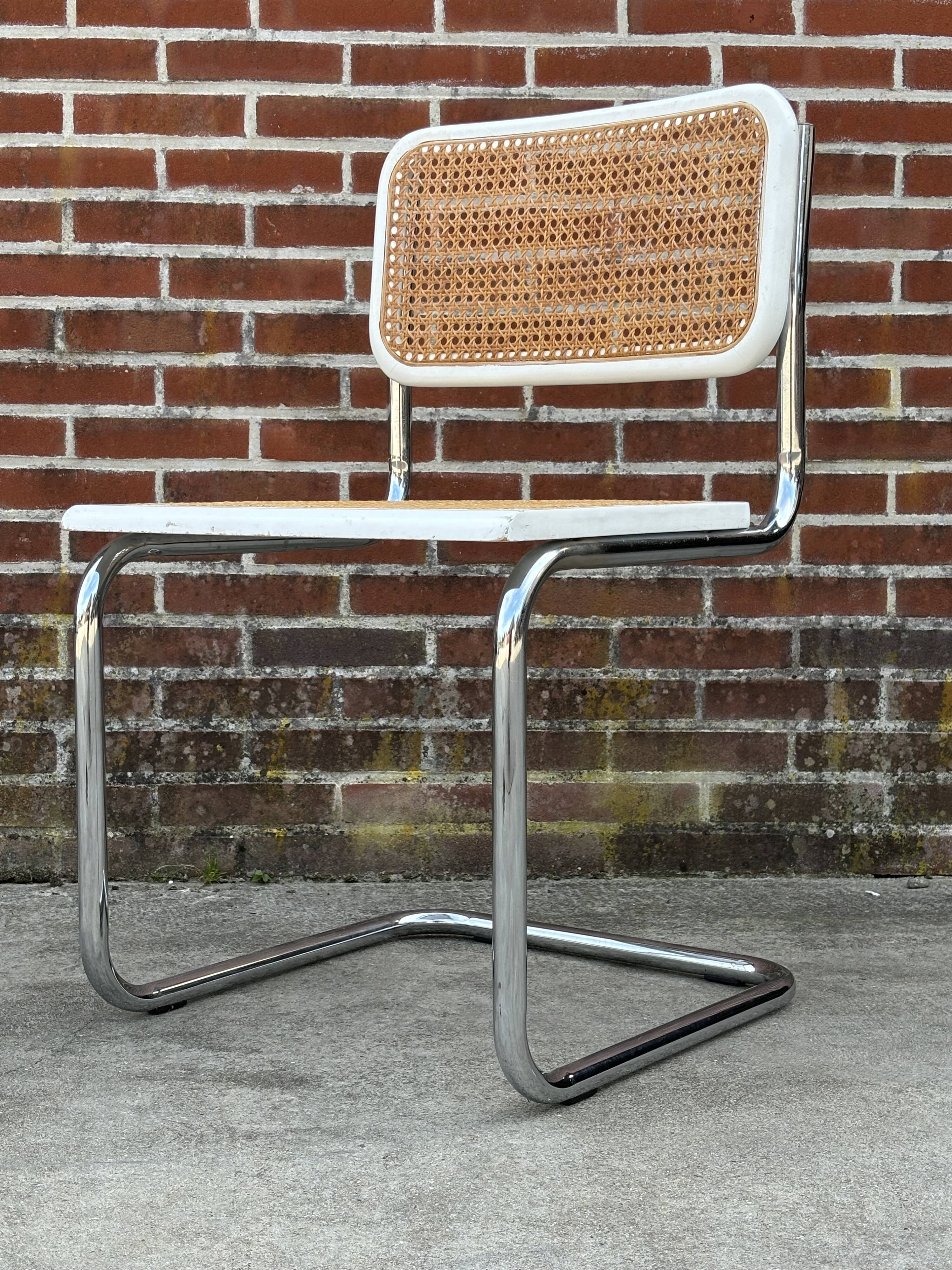 Cesca design chair model b32 in chrome white