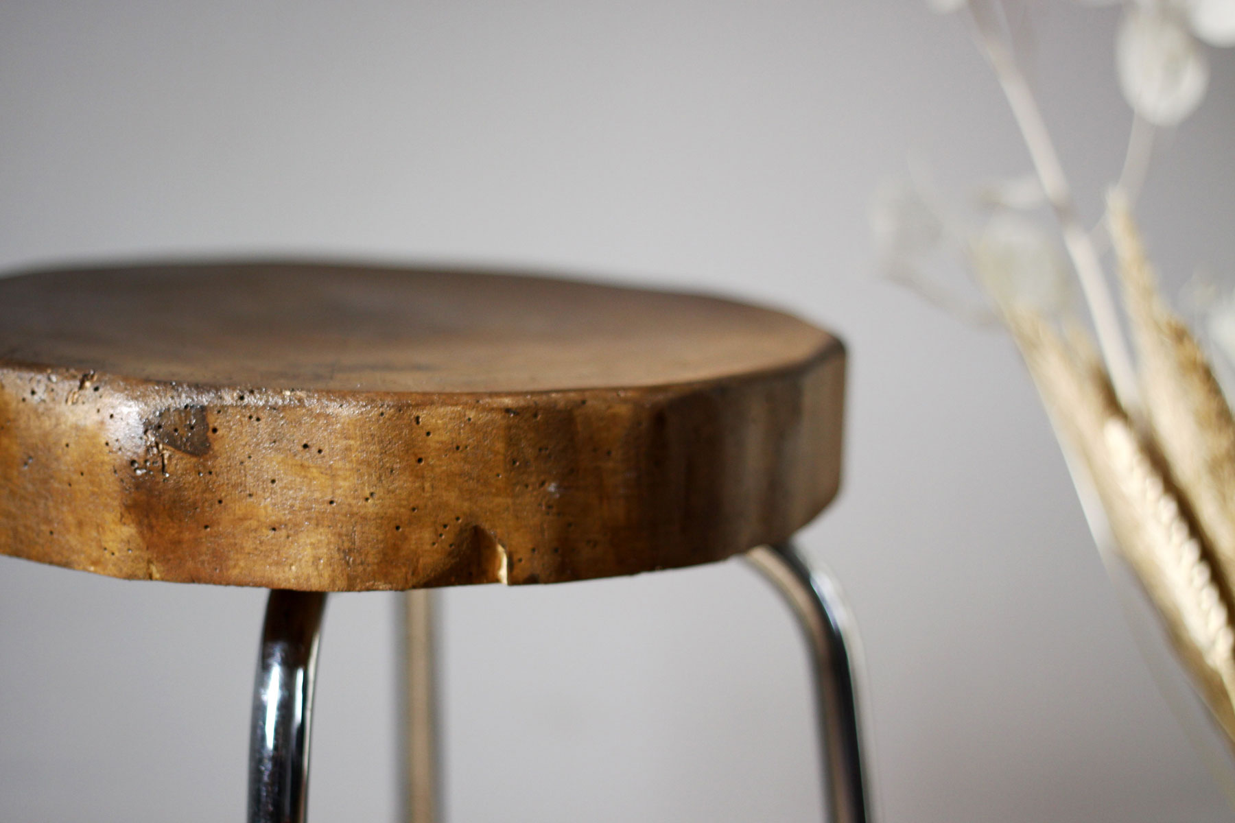 Wood and metal stool