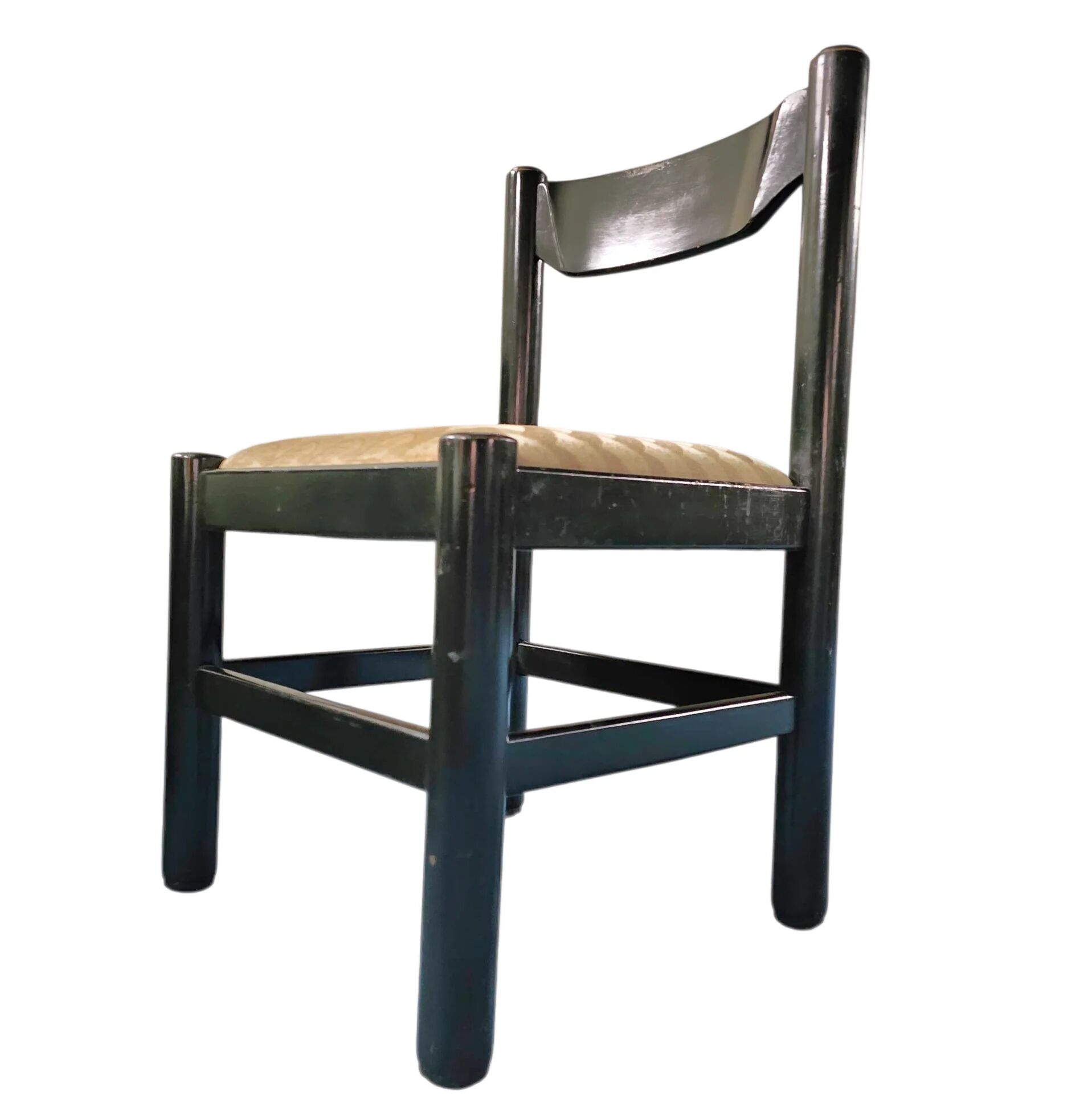 Rare dining set / Italy / 1970s / solid black painted wood / 6 x chair / matching table