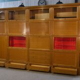 Modular furniture set by Martin Dupuis in light oak, 1960