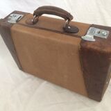 Cloth suitcase and leather vintage