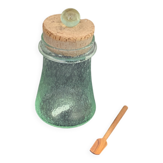 Olive or pickle jar in Biot bubble glass, hand-blown
