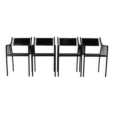 Ensemble de quatre chaises de salle à manger avec accoudoirs au design néerlandais par Ruud Jan Kokke.