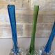 Trio de soliflore vase Murano vintage – verre soufflé bleu & vert – It