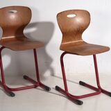Vintage Style Red Dining Chairs (Circa 1950). Set of 4