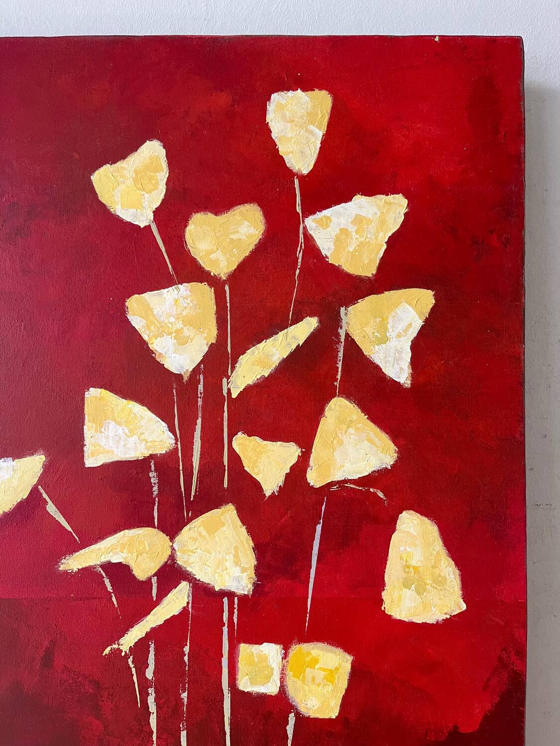 Golden flowers in a polka dot vase