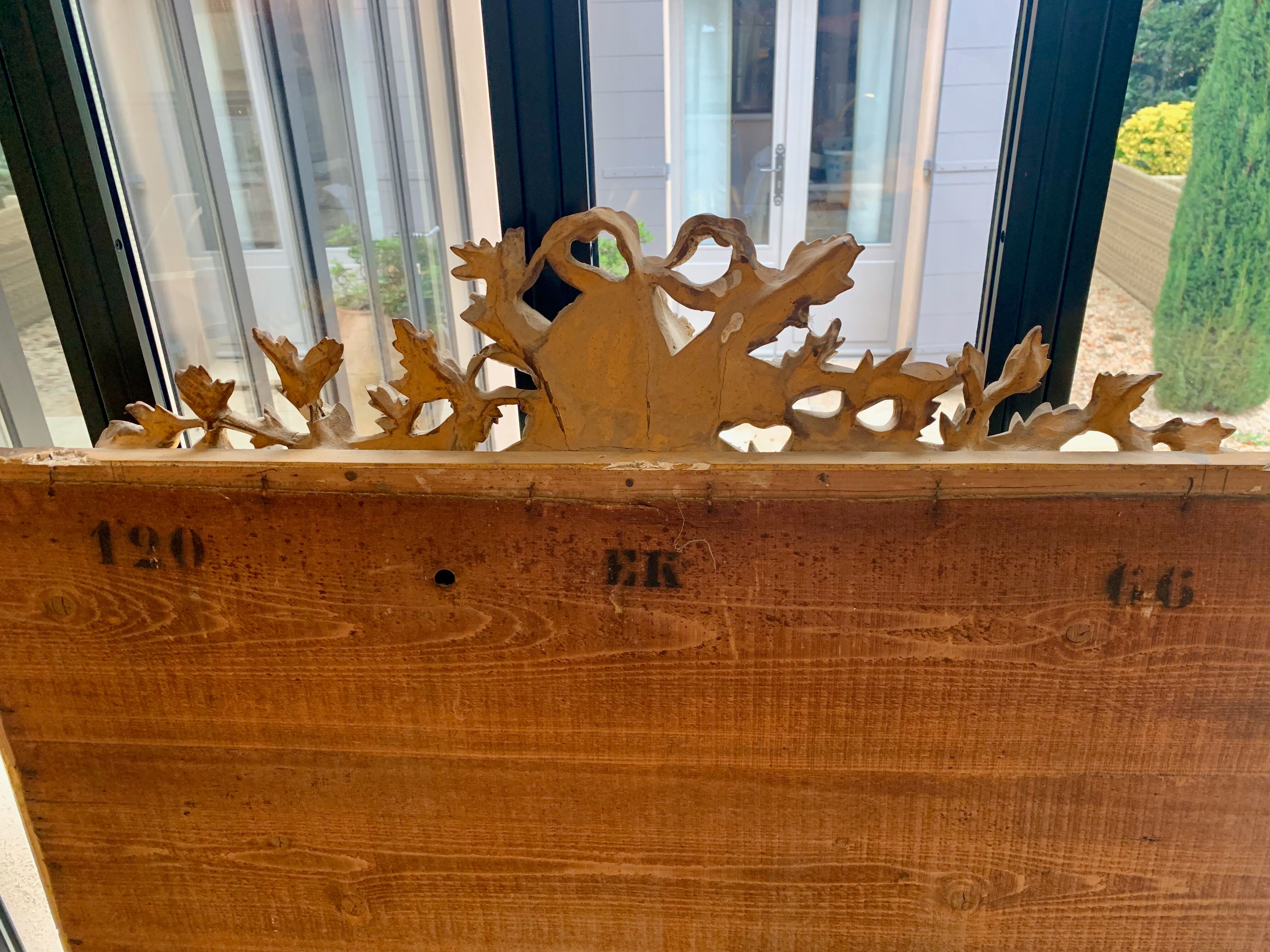 Large mirror style Louis XVI in gilded wood with parecloses xixth h: 165 cm