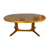 Oval table scandinavian style 1960 in elm magnifying glass, with extensions