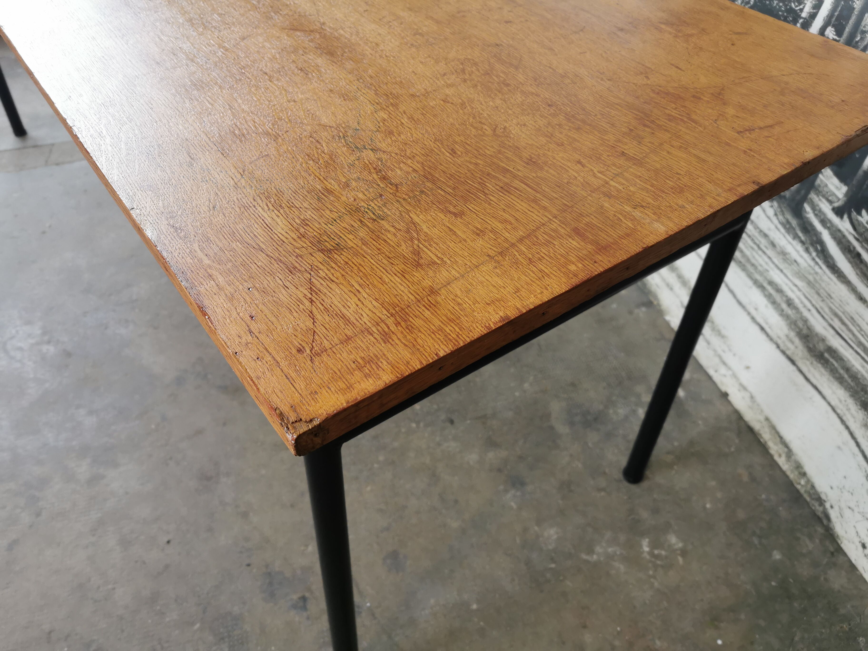 Refectory table Mullca metal and wood 1960