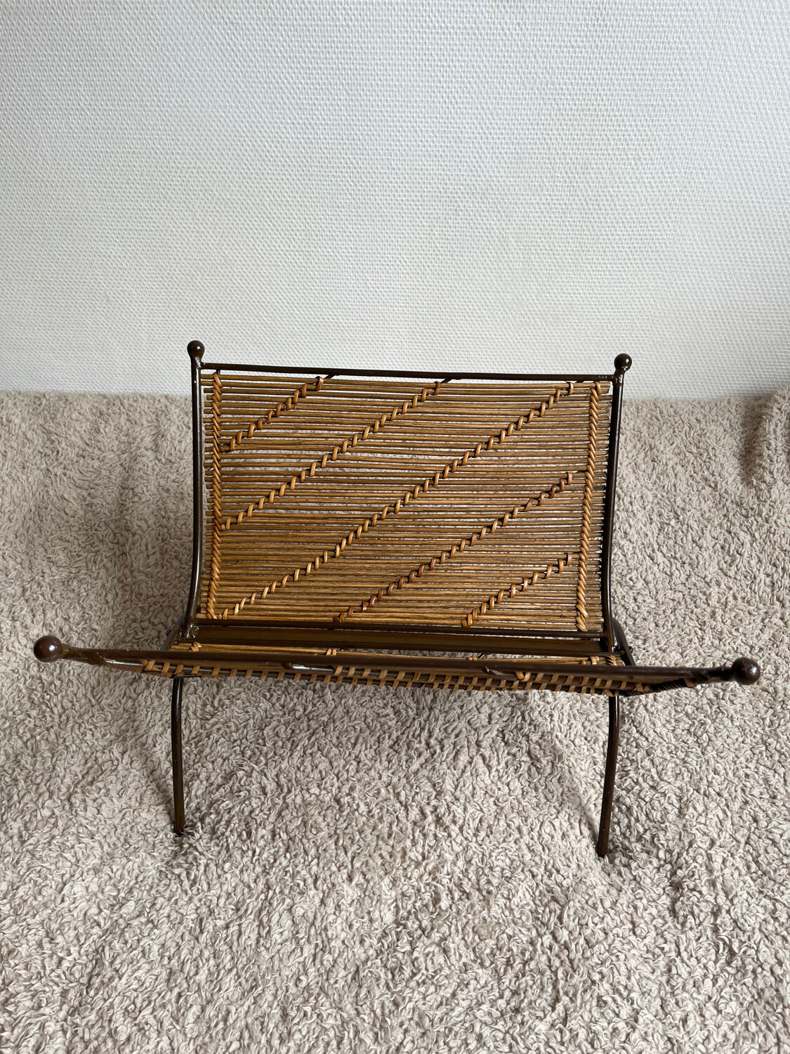 Foldable metal and wicker rattan magazine door