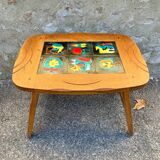 1950s coffee table in oak and ceramic tiles