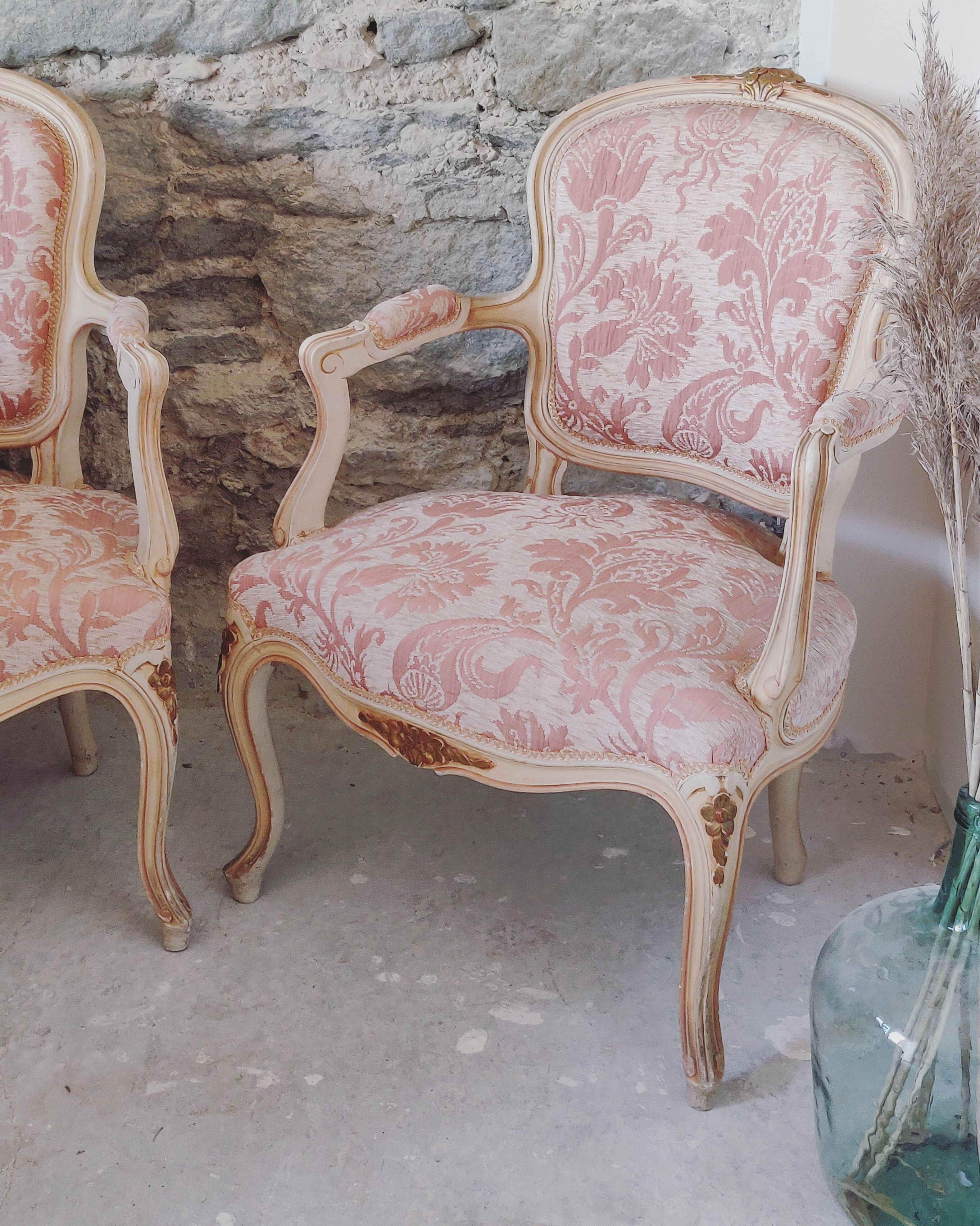 Two Louis XV style convertible armchairs