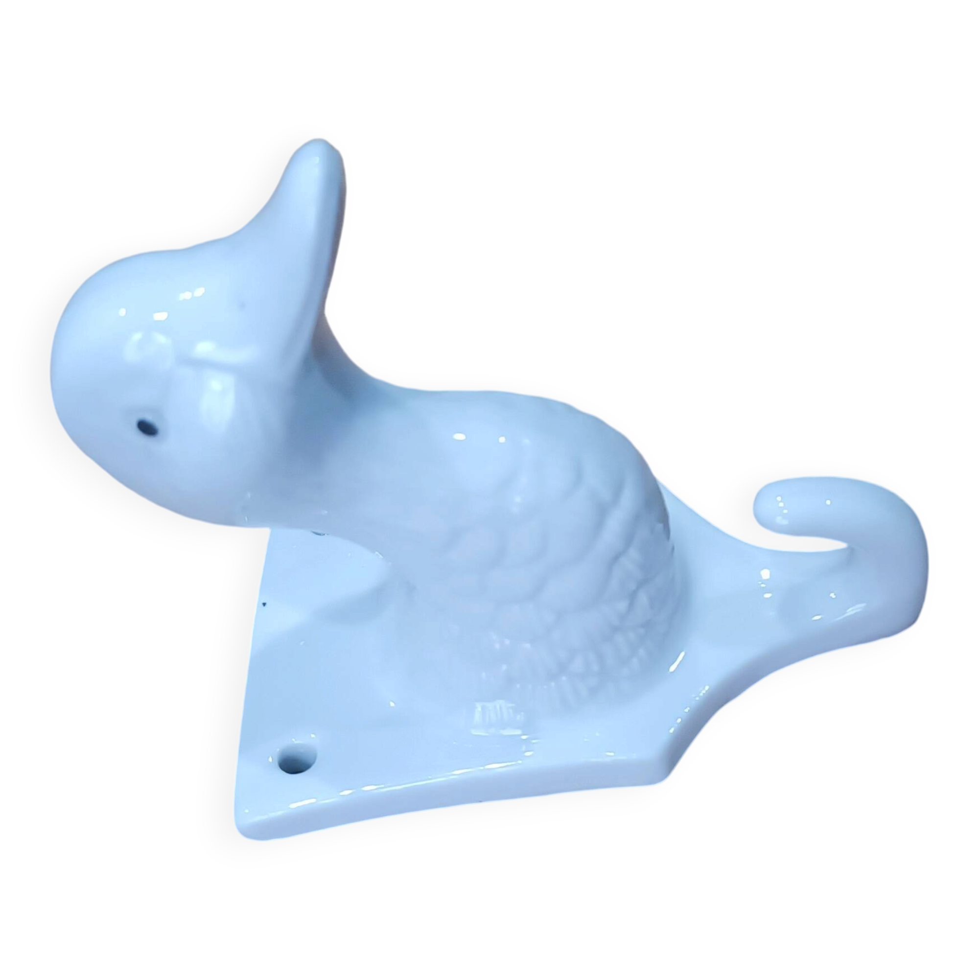 Wall-mounted duck head coat hook in white ceramic, cottagecore style.