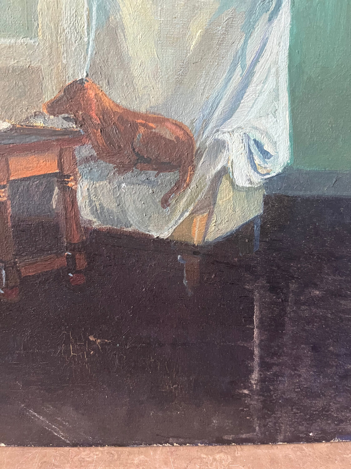 "Face to face with my dog", original oil on canvas