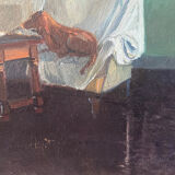 "Face to face with my dog", original oil on canvas