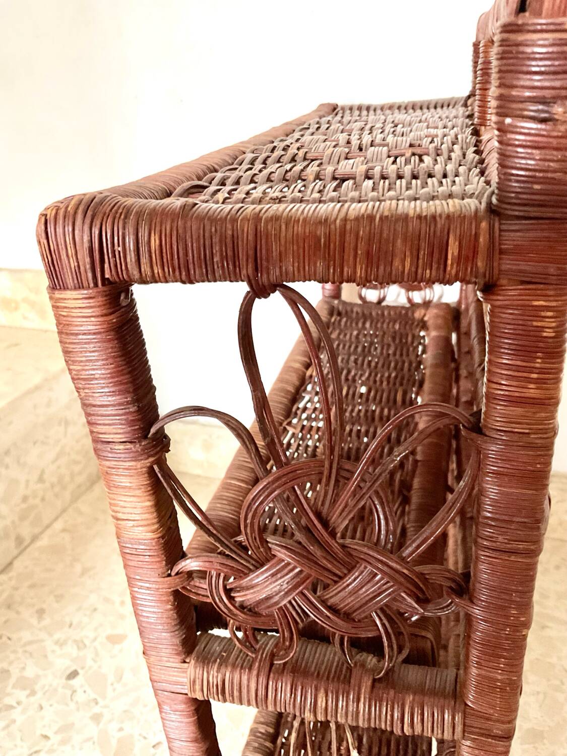 Vintage woven wicker shelf