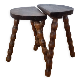 Pair of tripod farm milking stools