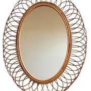 1960s Oval Rattan Mirror France