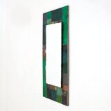 Coloured glass mirror, French work from the 1960s, 35x77 cm.
