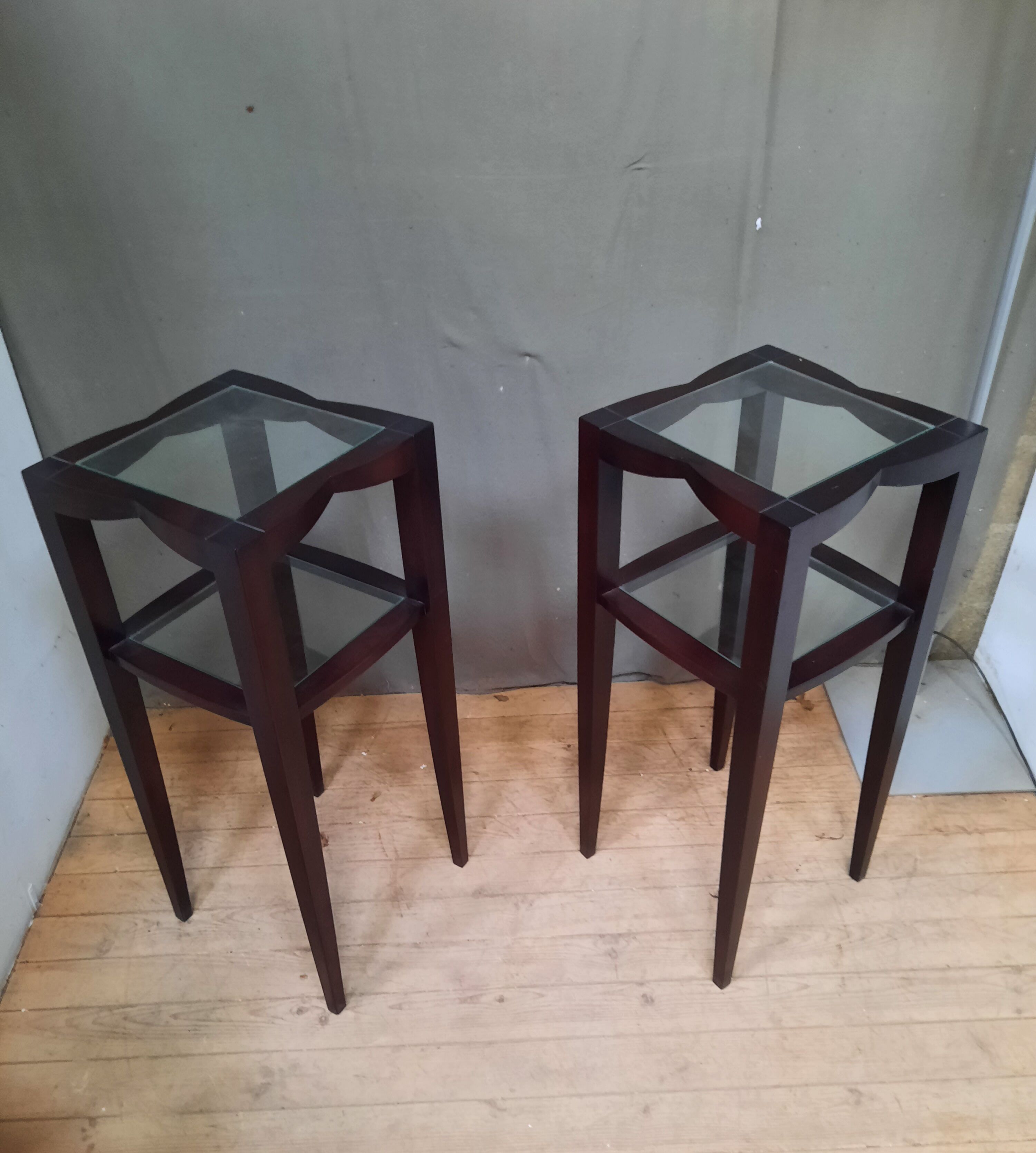 Pair of varnished wood selettes