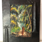 Peinture africaine ancienne et son cadre en metal