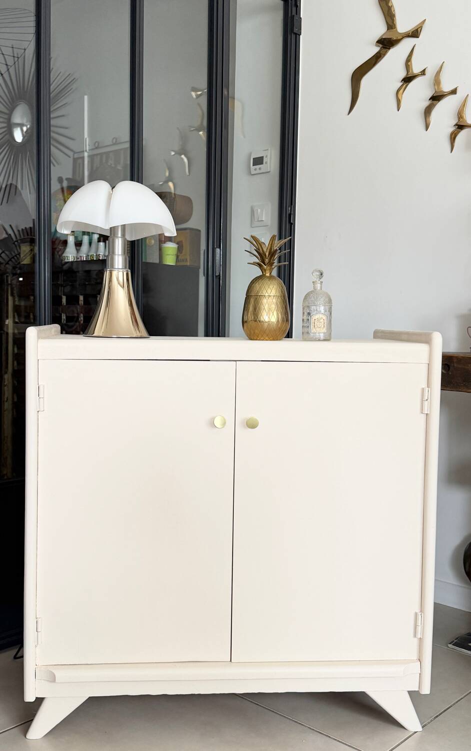 Vintage compass leg chest of drawers