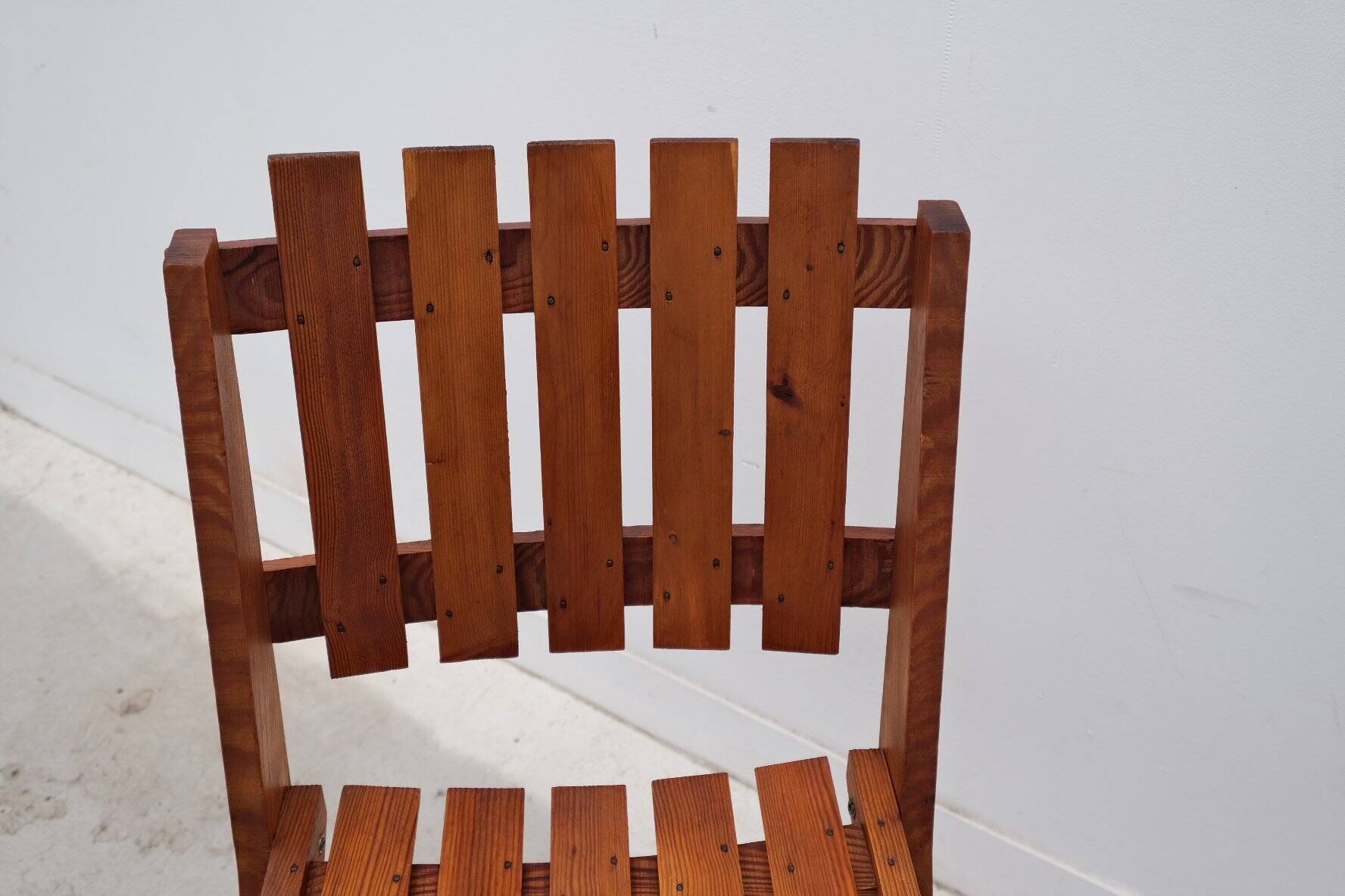 Pair of dejou chairs in solid pine, france 1950
