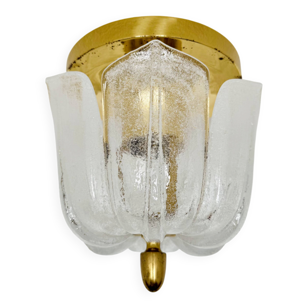 Lumière encastrée en laiton et verre par Glashütte Limburg