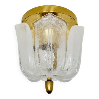 Brass and Glass Flush Light by Glashütte Limburg