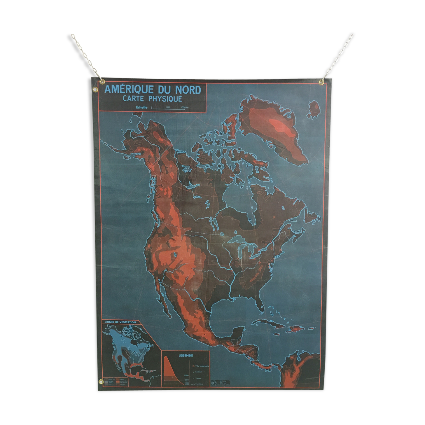 Affiche scolaire géographique Amerique du Nord / Asie