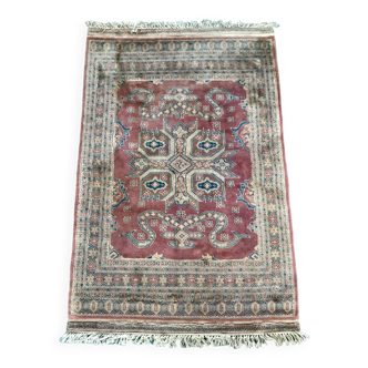 Tapis Pakistannais ancien en laine, noué main, 126 x 205 cm