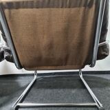 Pair of chrome and leather vintage chairs