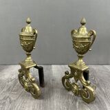 Exceptional Louis XVI Style Bronze Andirons, 19th Century