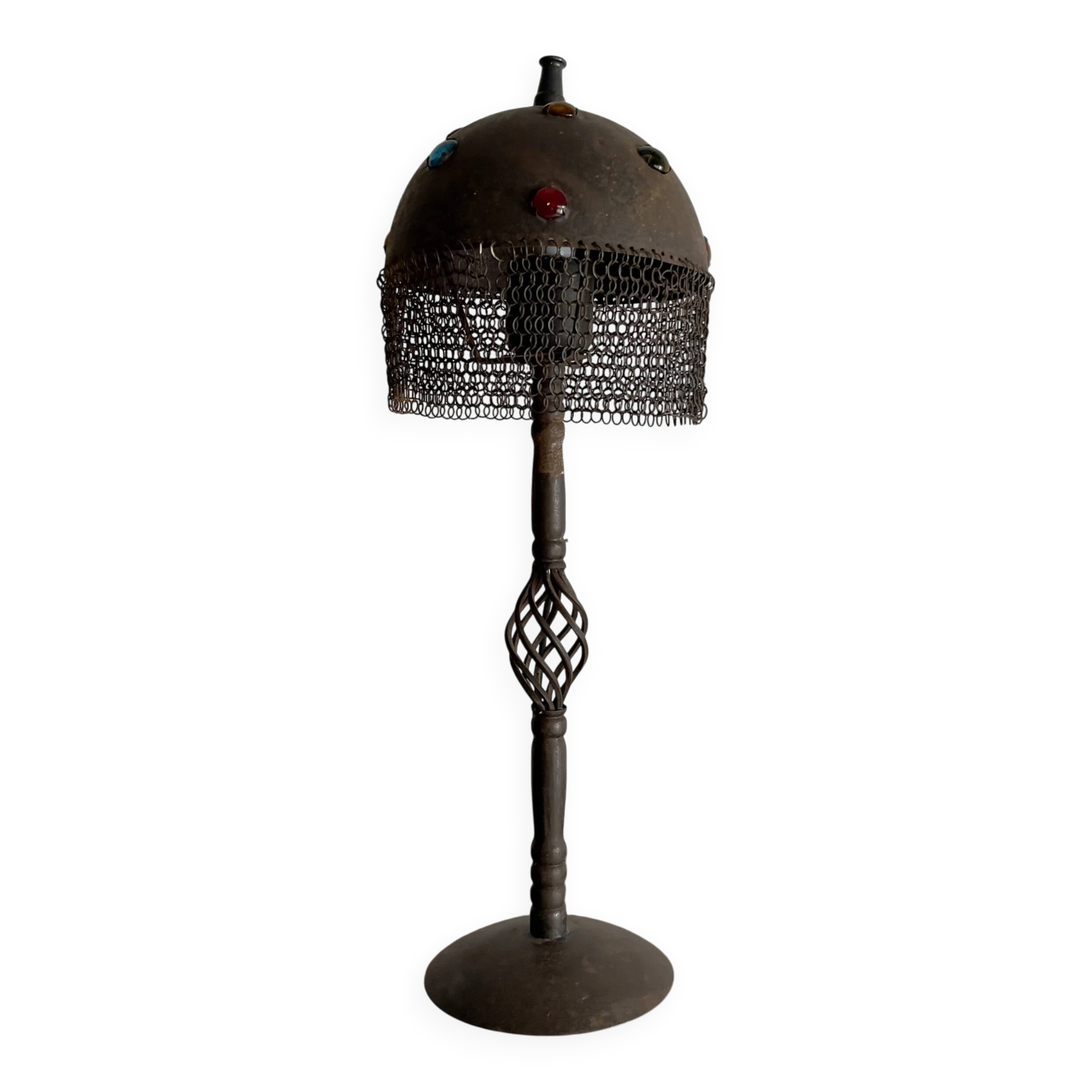 Brutalist iron chain table lamp, 1970s