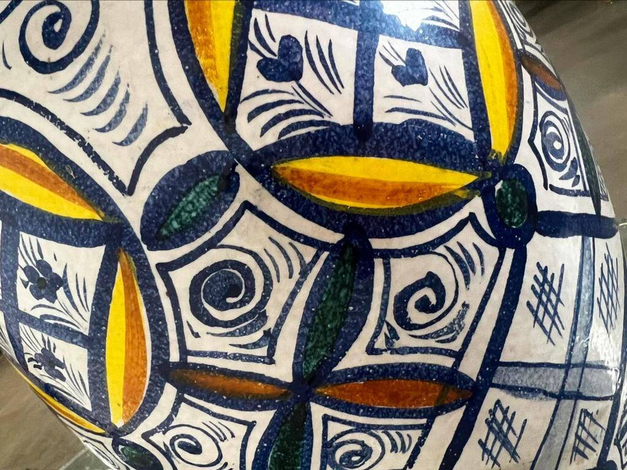 Vintage ceramic vase in ethnic style