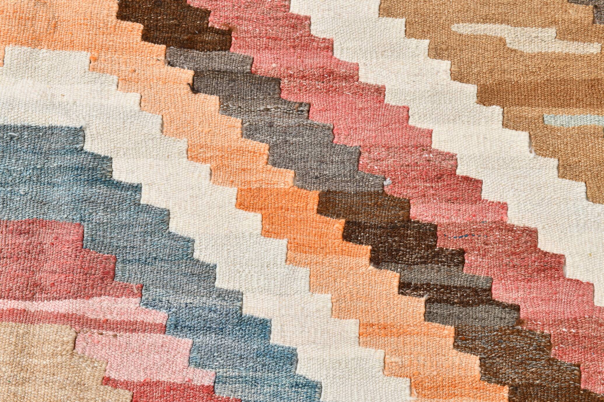 8x11 Brown & Cream Geometric Kilim Rug, 260x341Cm