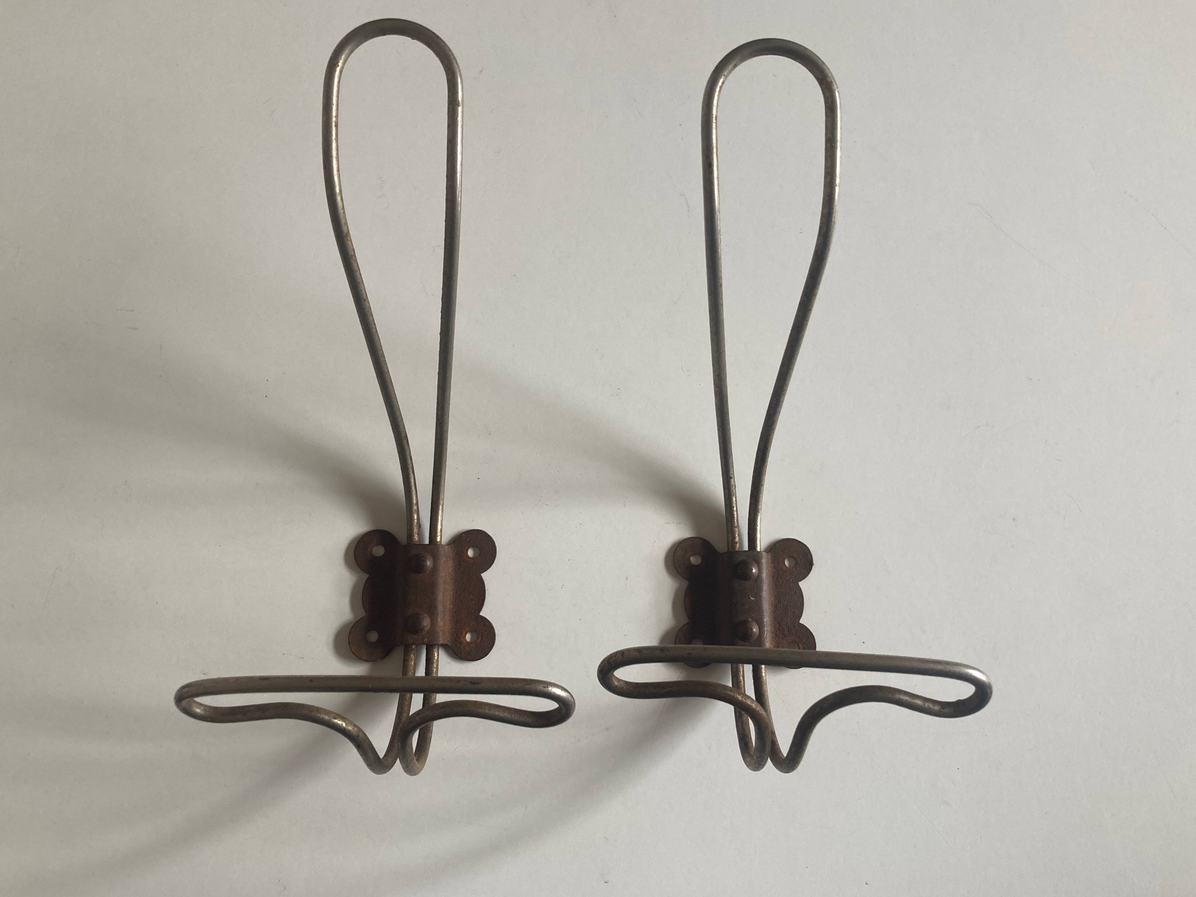 Pair of modernist curved coat hooks 1950