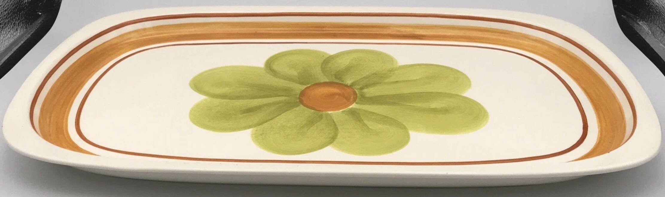 Vintage rectangular earthenware dish, Monaco model by SALINS