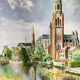 Oil on canvas - Cathedral by the river
