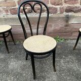 4 Thonet style bistro chairs in blackened curved wood