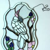 Handmade large window picture made of glass and metal, tiffany style, vintage