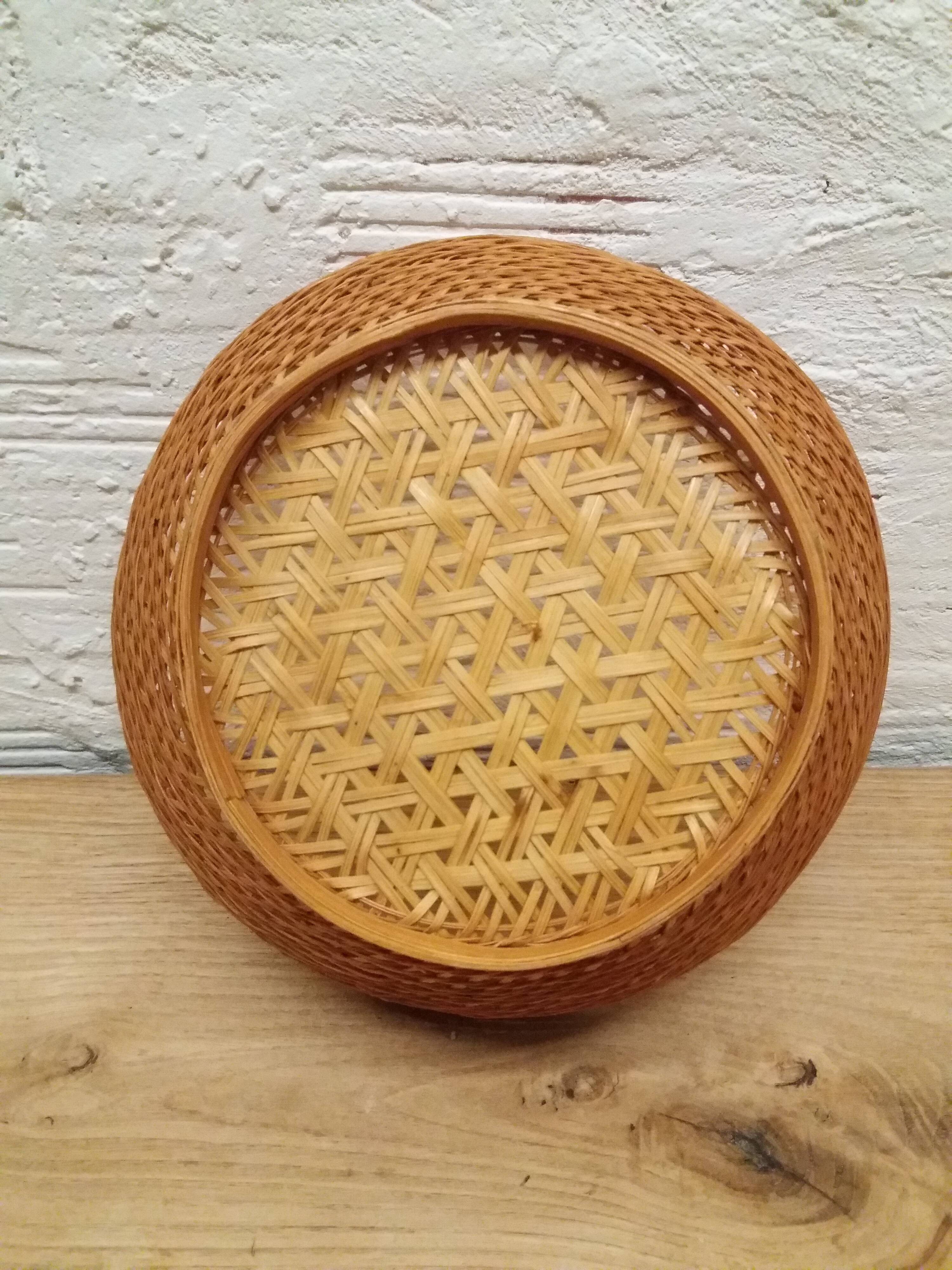Vintage braided rattan basket