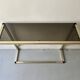 Console table in real brass and smoked glass, Italy 1970