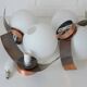 Vintage wall lamp, 1 of 4, brutalist sconce, copper ceiling light 1970's