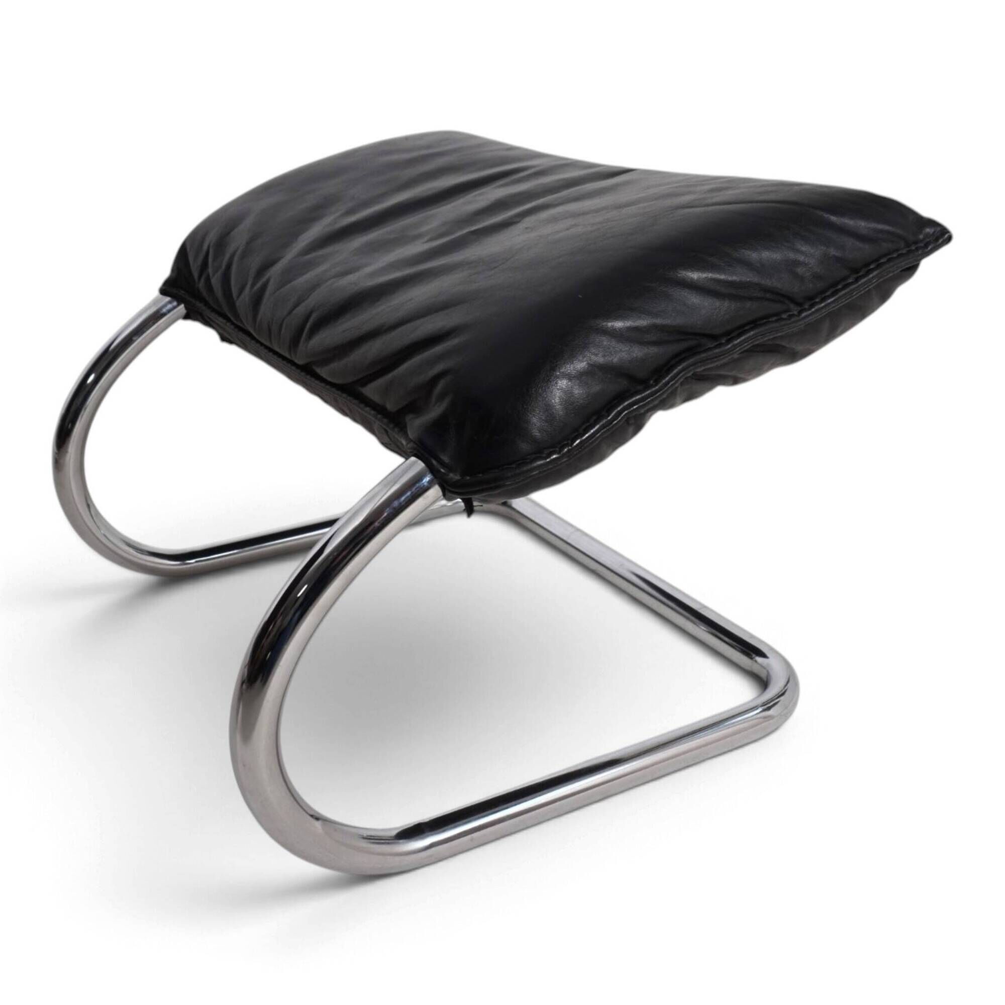 WK Möbel leather lounge chair with ottoman by Robert Haussmann, 1970