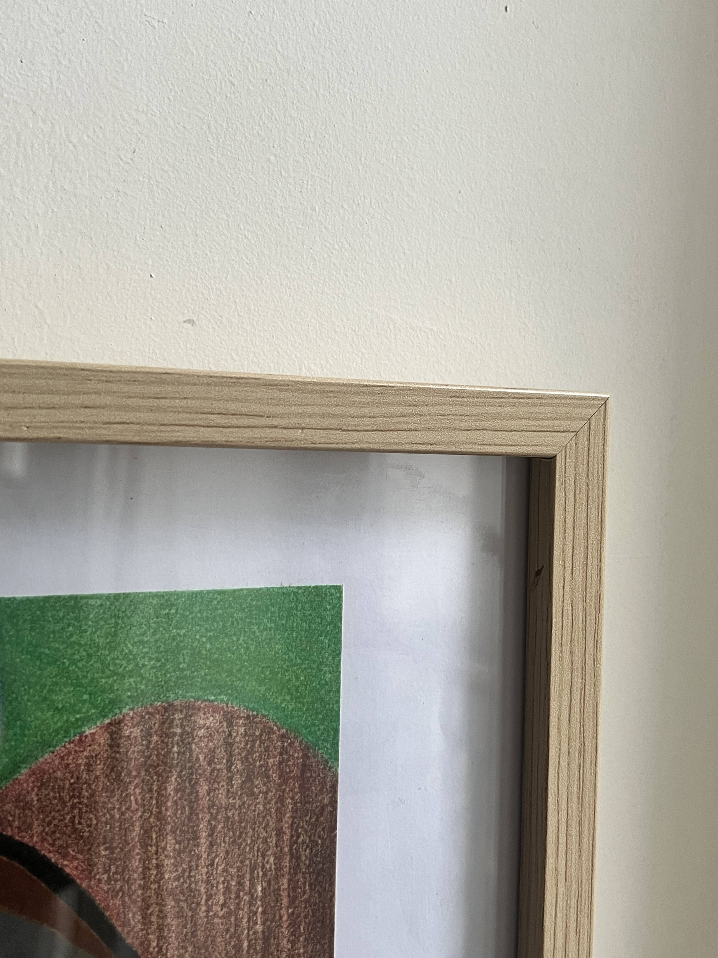 Vintage cubist still life pastel under glass and signed from 1967.