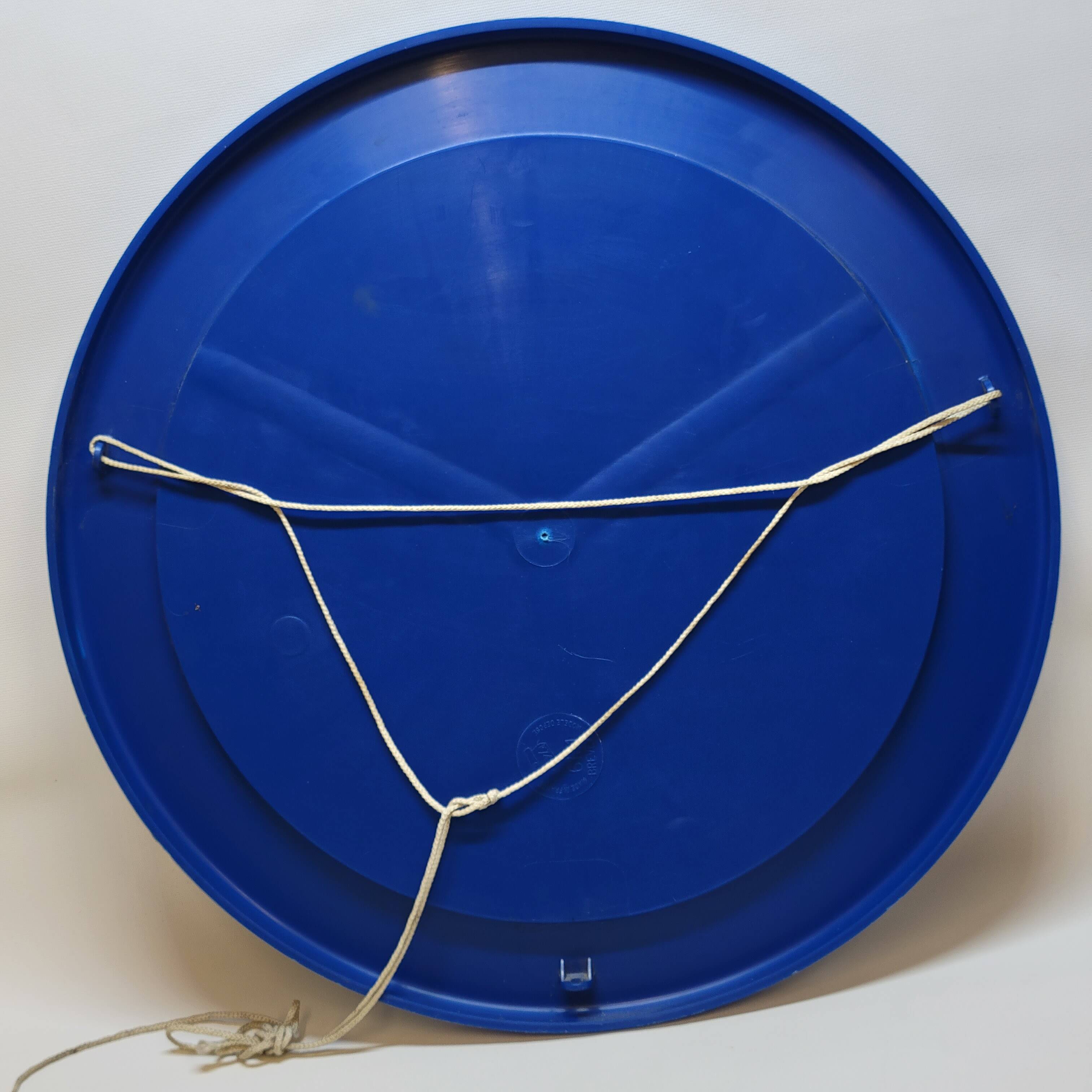 Round wall mirror syla blue frame in vintage plastic