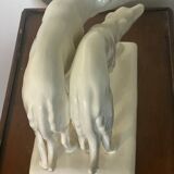 Paire de Barzoi - Lévriers blancs - céramique Art-Deco